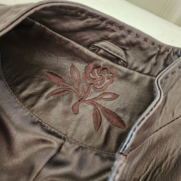 Women's Soft Leather Jacket - Provence D'Amour - Chocolate - Small - Picture 4 of 8
